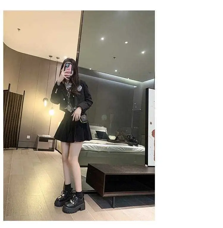 Lace-up muffin thick-soled loafers women's wholesale new spring high heel lock black small leather shoes comfortable all-match — feature 6