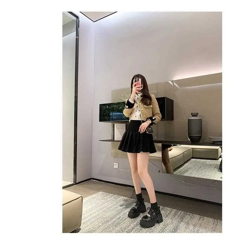 Lace-up muffin thick-soled loafers women's wholesale new spring high heel lock black small leather shoes comfortable all-match — feature 9