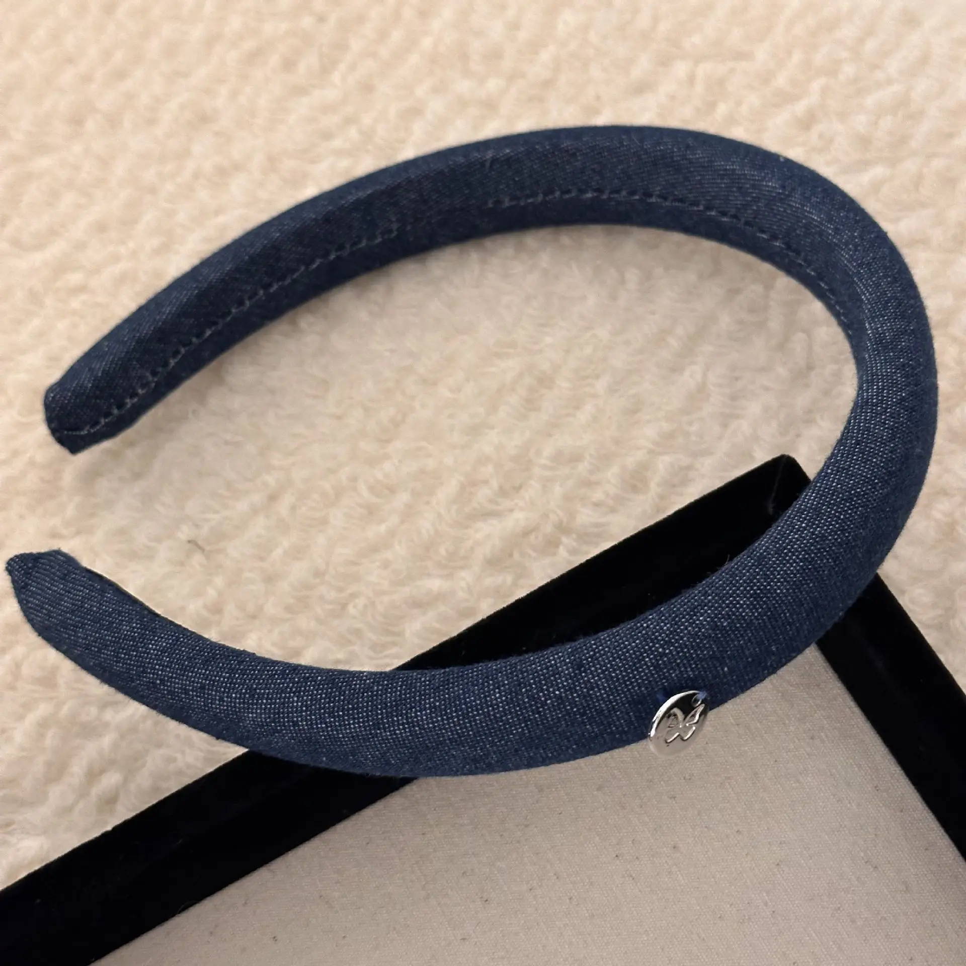 Vintage Washed Denim Bowl Hair Ring Jewelry for Women - Image 2