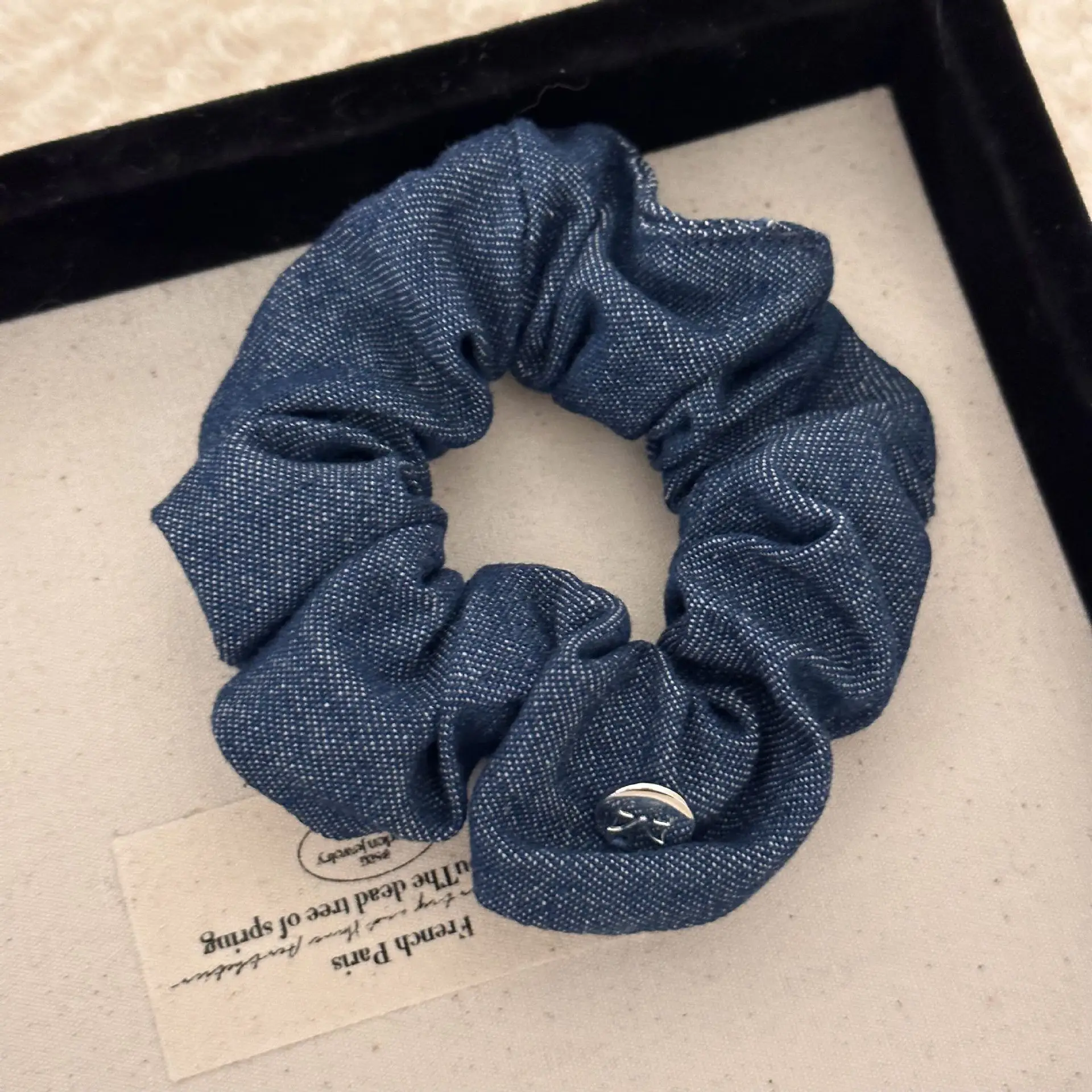 Vintage Washed Denim Bowl Hair Ring Jewelry for Women - Image 4