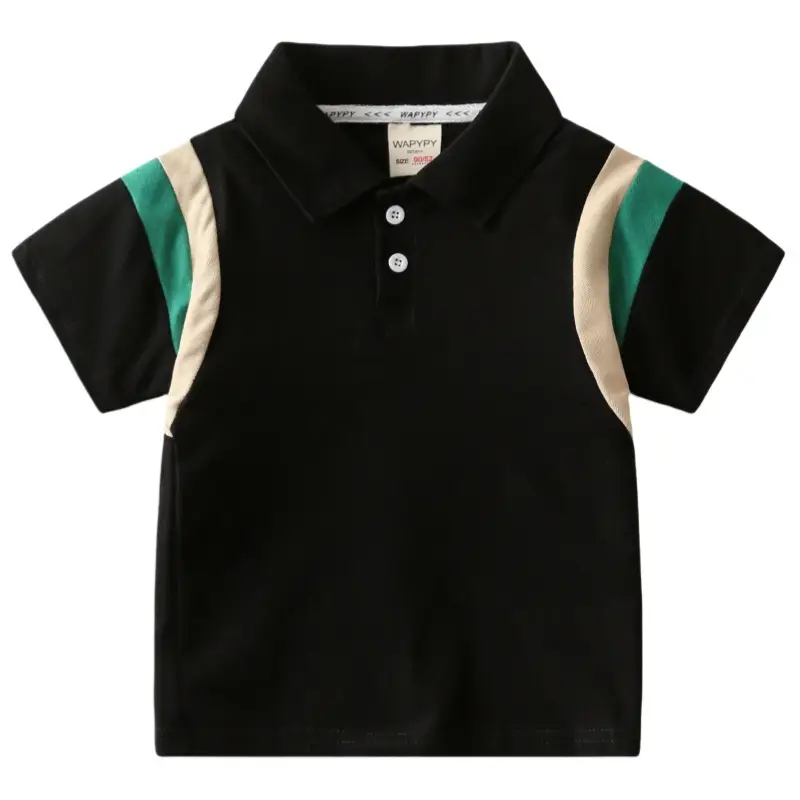 Kids Polo Shirt Black Green Stripes 2025 - Image 5