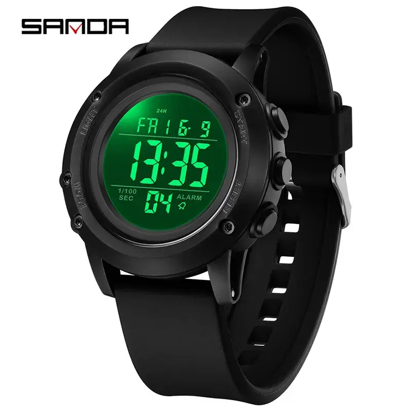 Sanda Digital Watch Black Waterproof Multi Function