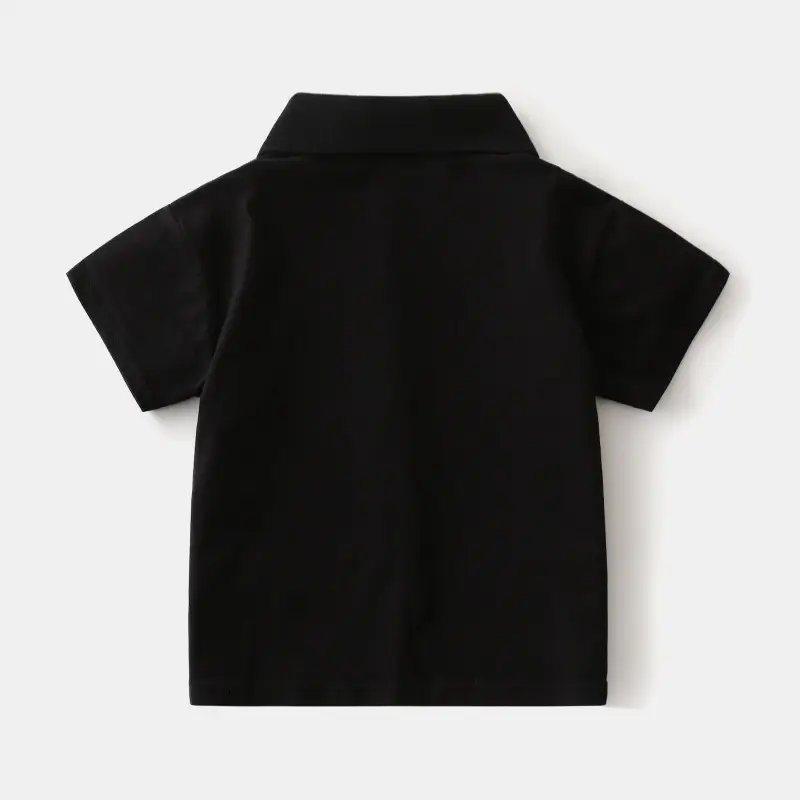 Kids Black Green Striped Polo T-Shirt 2025 Summer