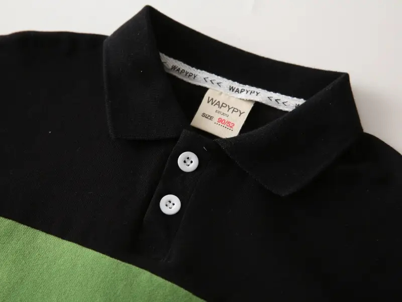 Kids Black Green Striped Polo T-Shirt 2025 Summer — feature 5