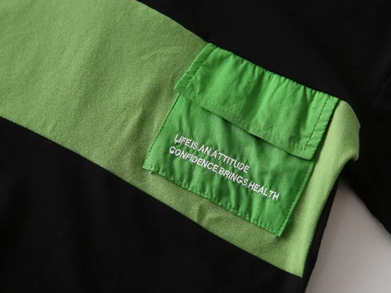Kids Black Green Striped Polo T-Shirt 2025 Summer — feature 7