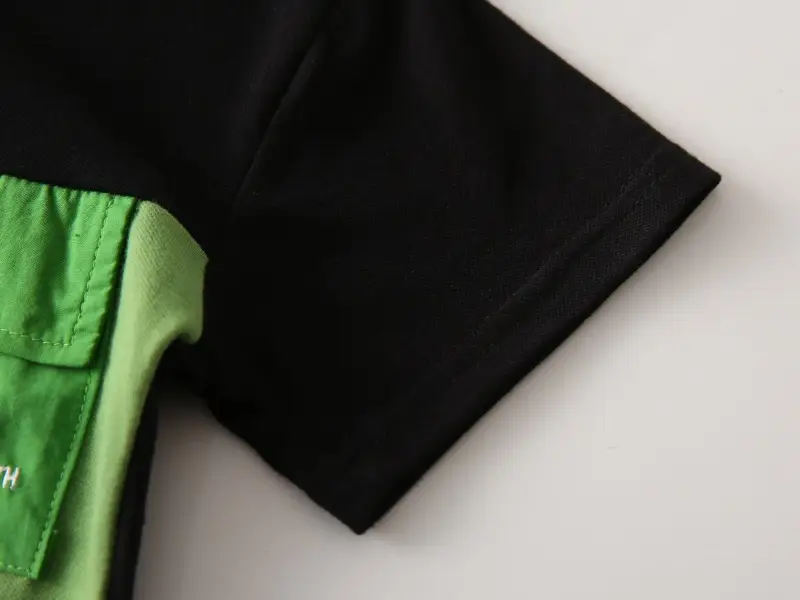 Kids Black Green Striped Polo T-Shirt 2025 Summer — feature 8