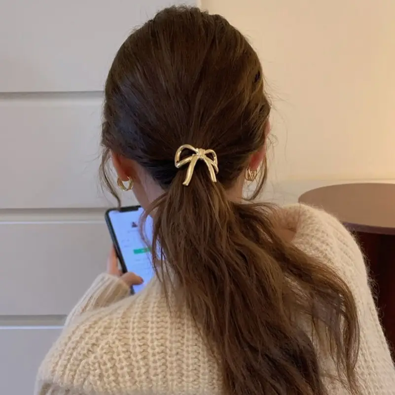 Japanese Metal Bow Hair Ring Light Luxury Elegant - Image 5