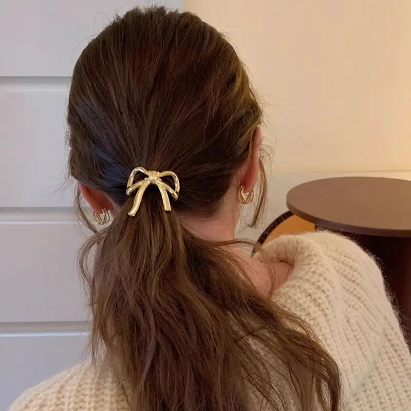 Japanese Metal Bow Hair Ring Light Luxury Elegant — feature 3