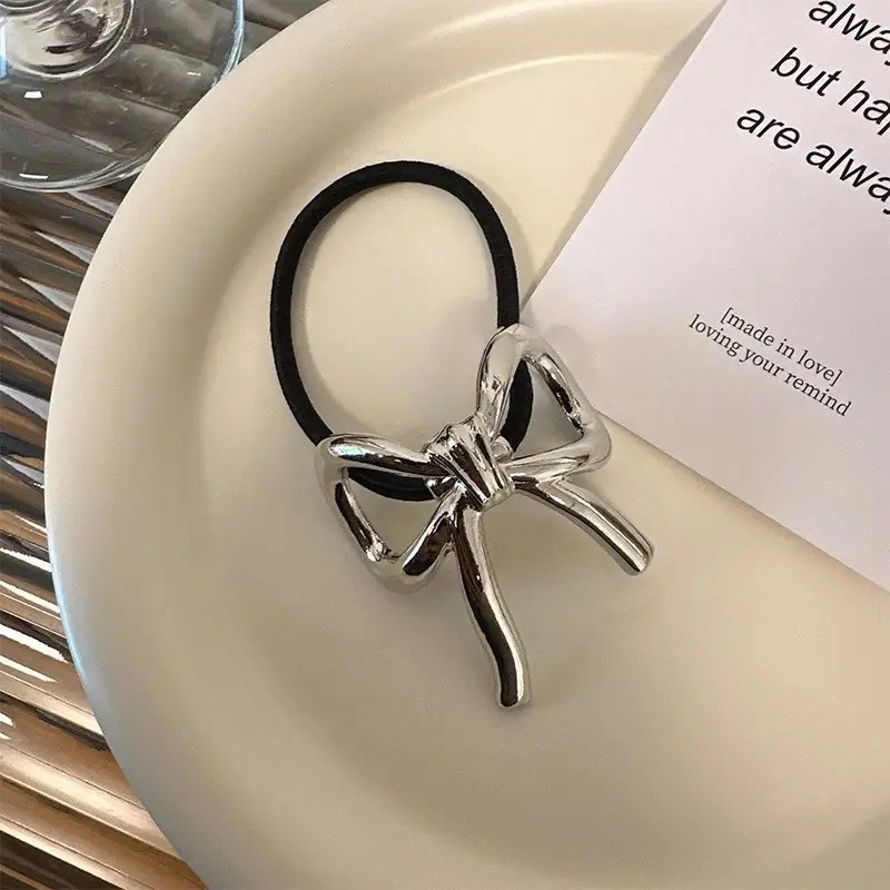 Japanese Metal Bow Hair Ring Light Luxury Elegant — feature 7