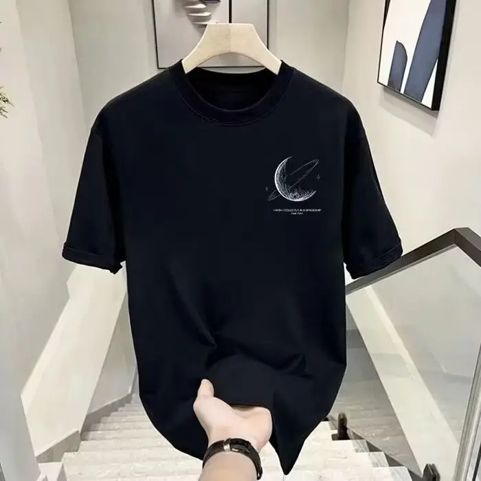Men Black Graphic Cotton T-Shirt Casual Summer Wear - Image 5