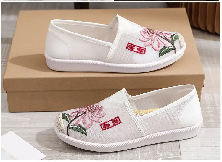 Women Embroidered Mesh Slip-On Shoes Plum Orchid Bamboo Chrysanthemum — feature 23