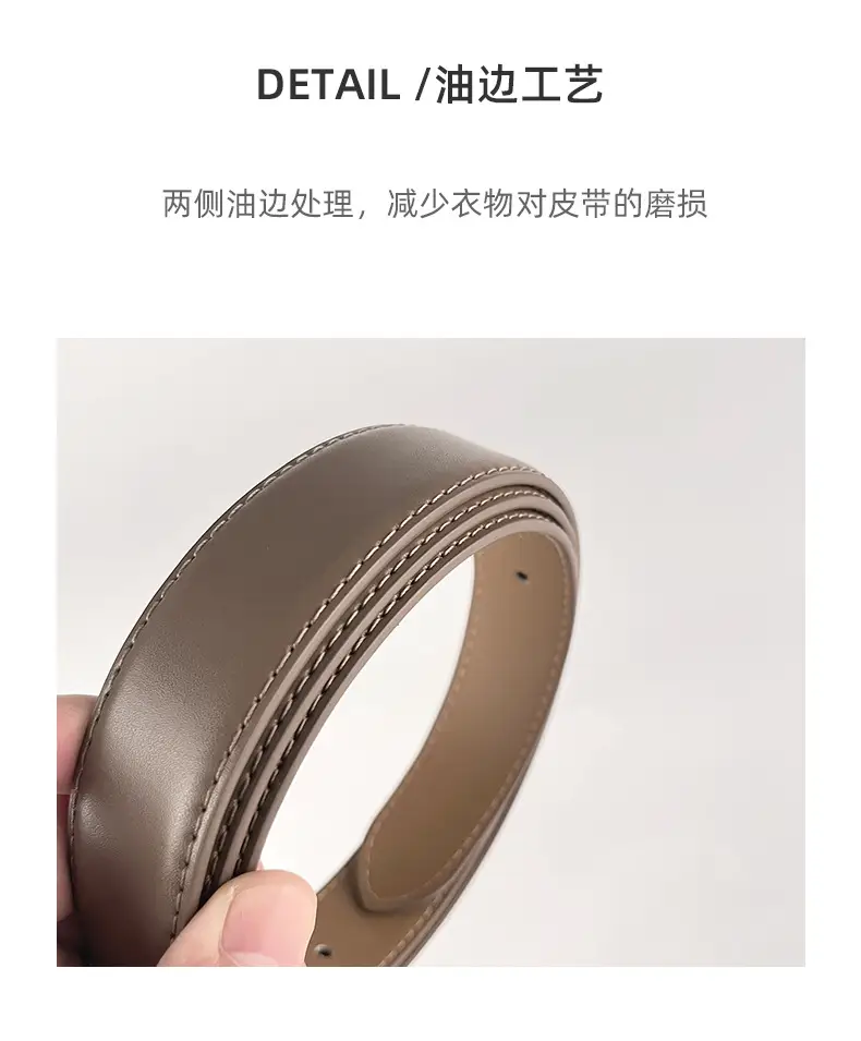 Women's Genuine Leather Belt Brown Black Gold Buckle — feature 8