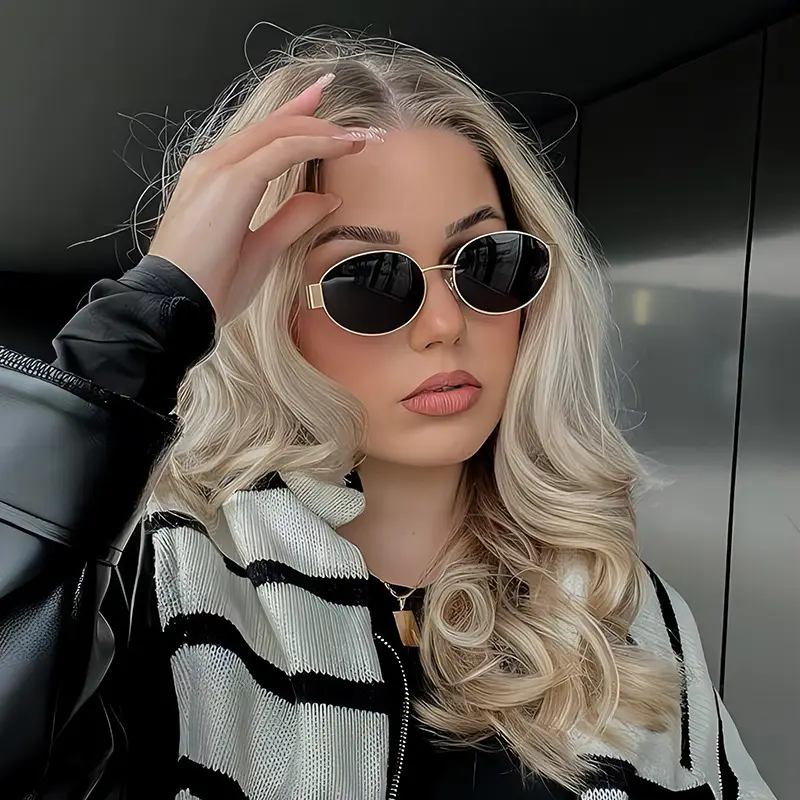 New Metal Oval Sunscreen Sunglasses Cross-Mirror European and American Ins — feature 1
