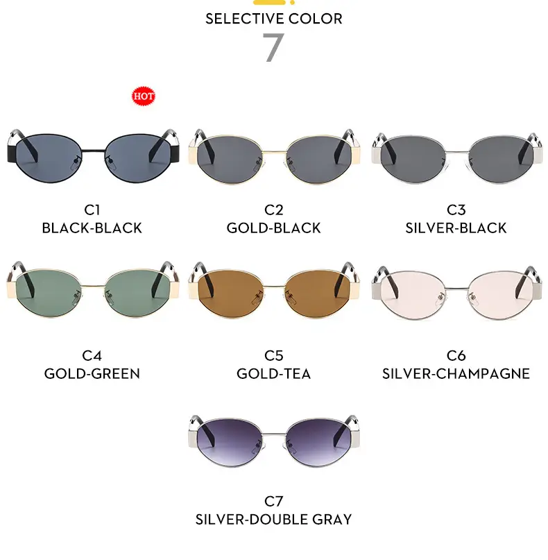 New Metal Oval Sunscreen Sunglasses Cross-Mirror European and American Ins — feature 11