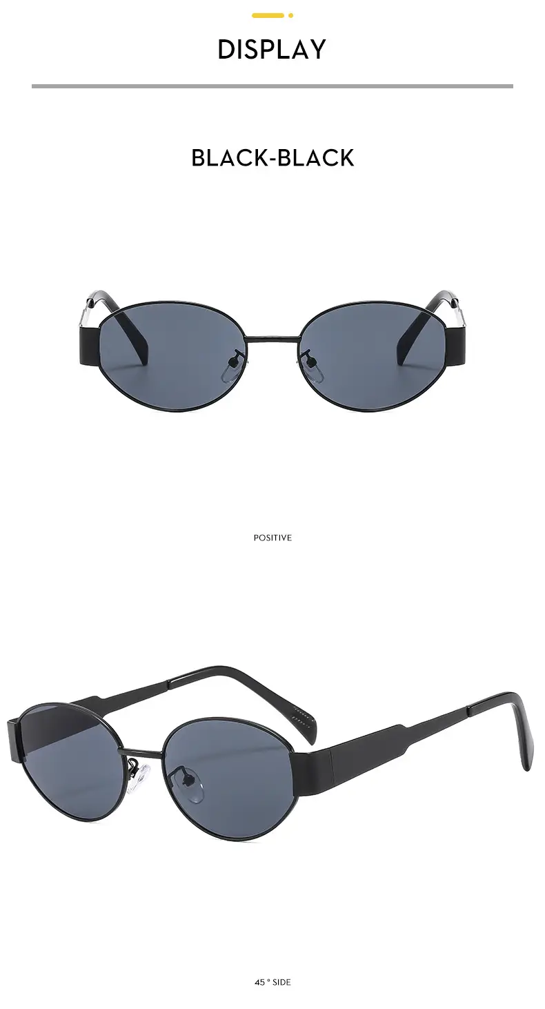 New Metal Oval Sunscreen Sunglasses Cross-Mirror European and American Ins — feature 12