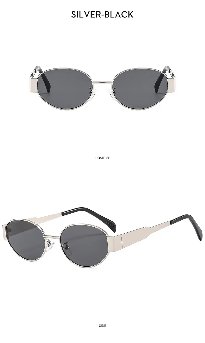 New Metal Oval Sunscreen Sunglasses Cross-Mirror European and American Ins — feature 15