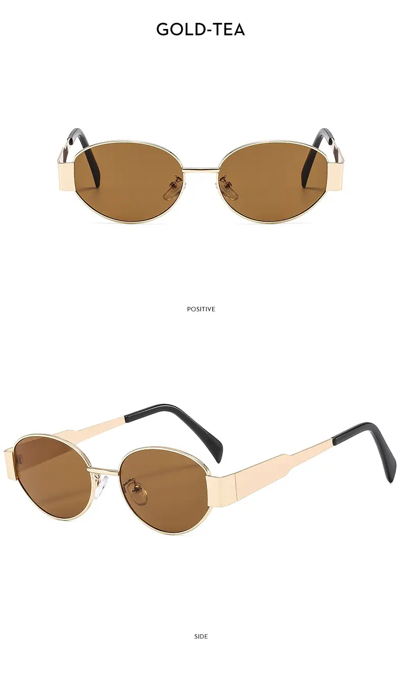 New Metal Oval Sunscreen Sunglasses Cross-Mirror European and American Ins — feature 17