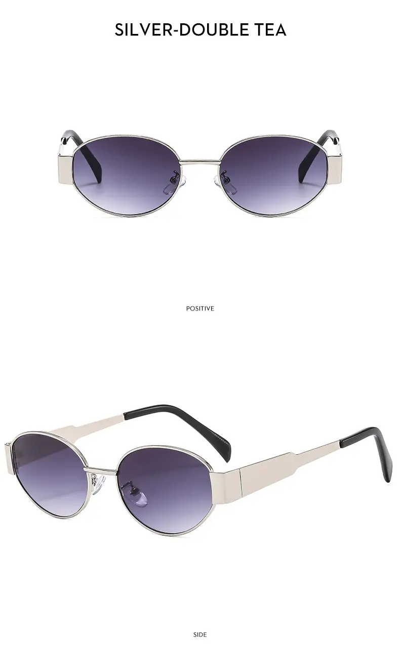 New Metal Oval Sunscreen Sunglasses Cross-Mirror European and American Ins — feature 19