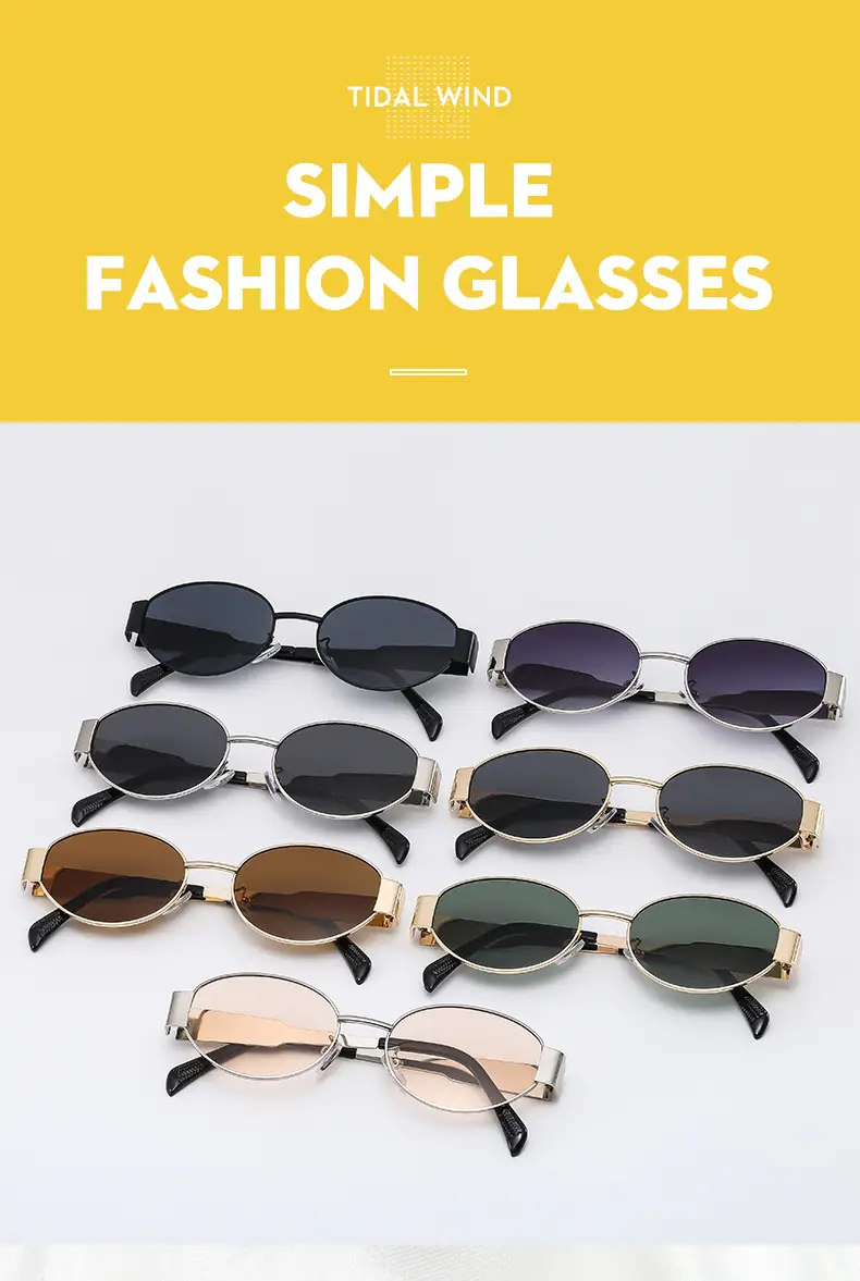New Metal Oval Sunscreen Sunglasses Cross-Mirror European and American Ins — feature 4