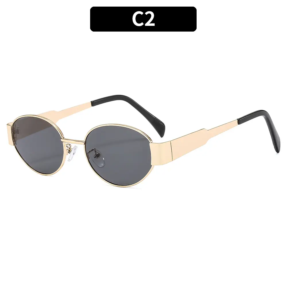 New Metal Oval Sunscreen Sunglasses Cross-Mirror European and American Ins - Image 2