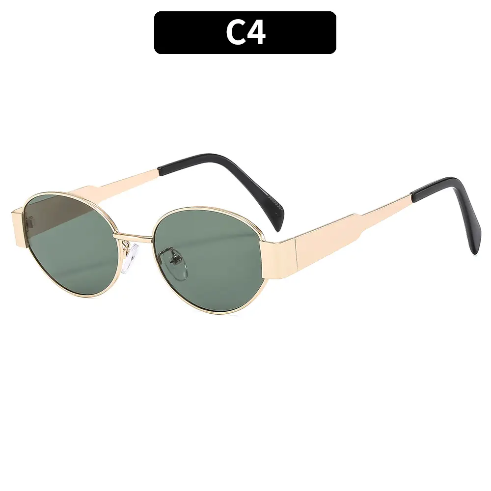 New Metal Oval Sunscreen Sunglasses Cross-Mirror European and American Ins - Image 4