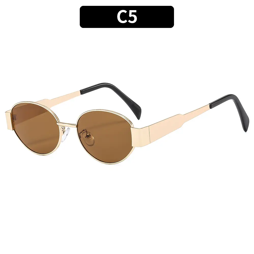 New Metal Oval Sunscreen Sunglasses Cross-Mirror European and American Ins - Image 5