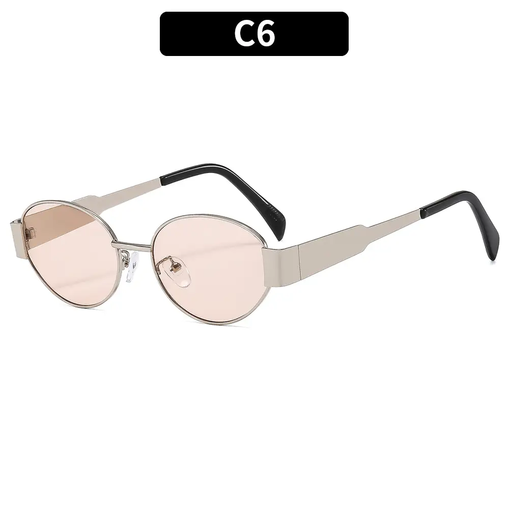 New Metal Oval Sunscreen Sunglasses Cross-Mirror European and American Ins - Image 6