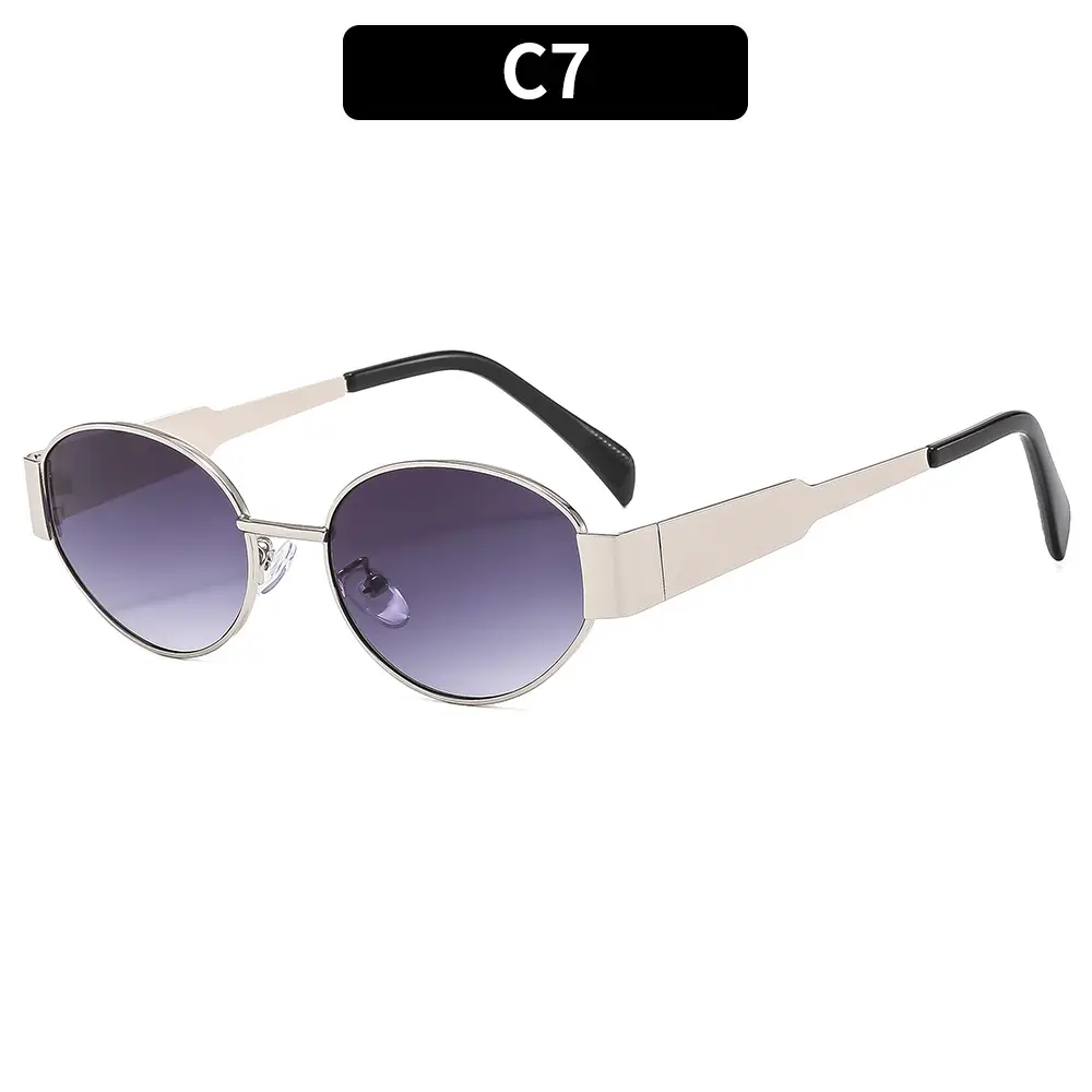 New Metal Oval Sunscreen Sunglasses Cross-Mirror European and American Ins - Image 7
