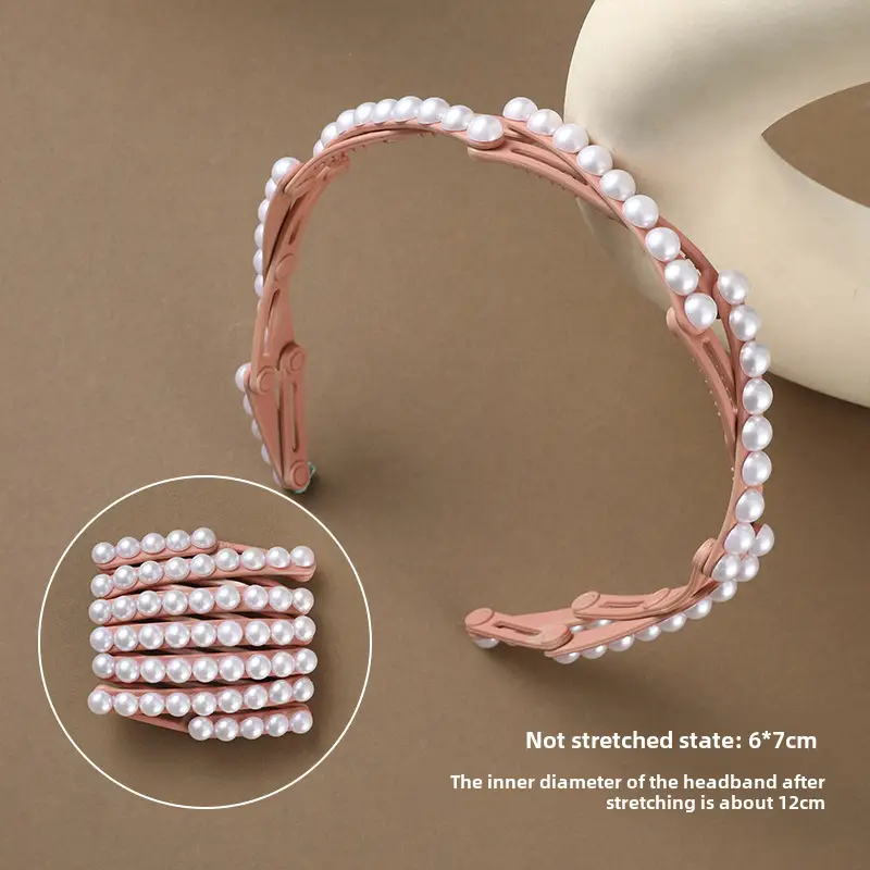 Retractable Pearl Hair Band for Women Travel Face Wash