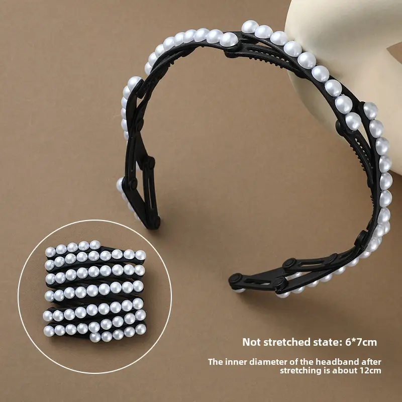 Retractable Pearl Hair Band for Women Travel Face Wash