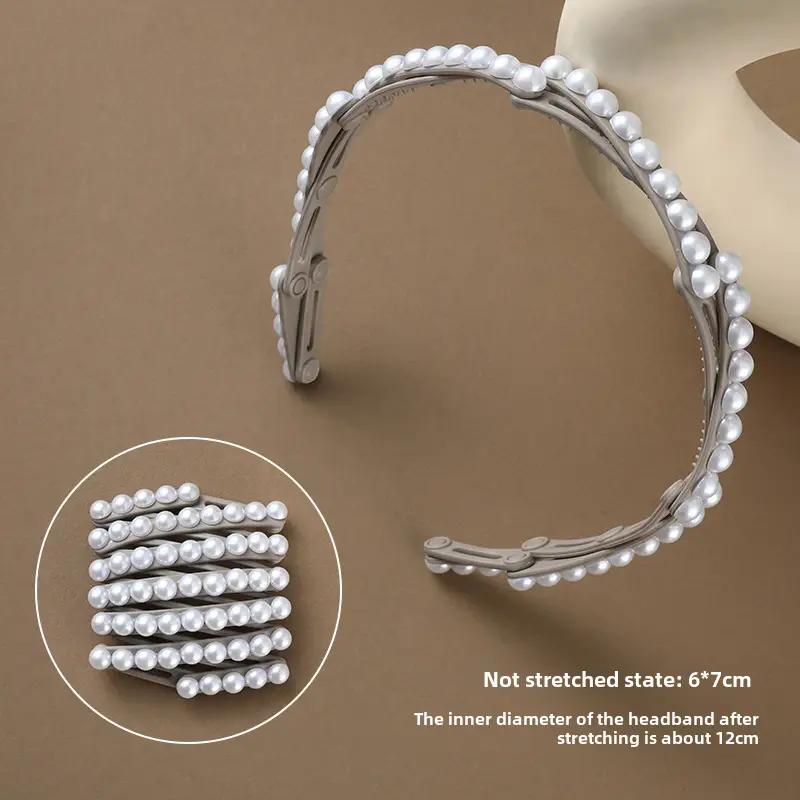 Retractable Pearl Hair Band for Women Travel Face Wash