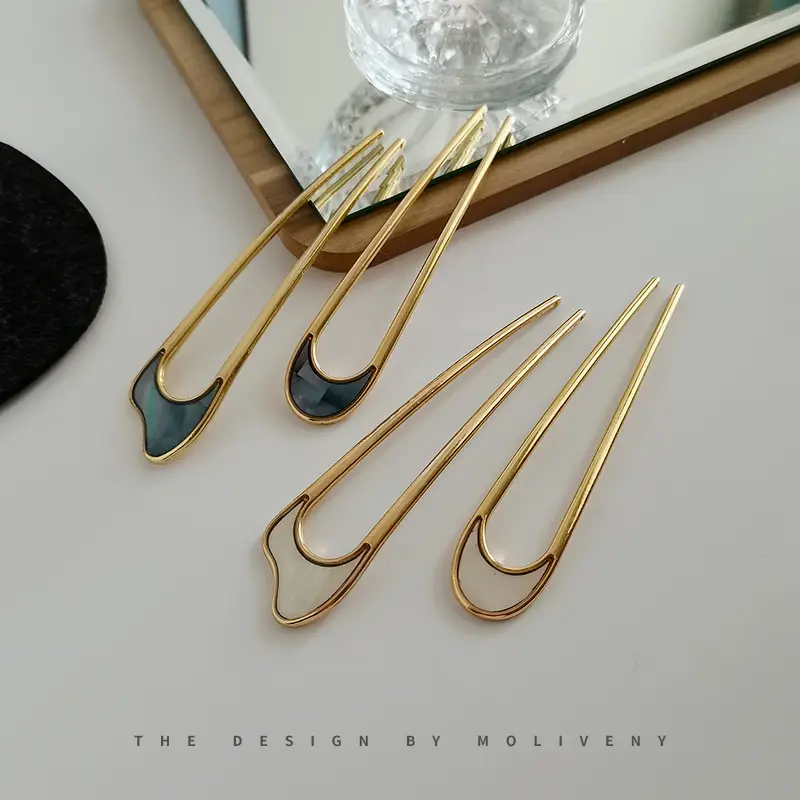 Gold U-Shaped Hairpin Plate for Women