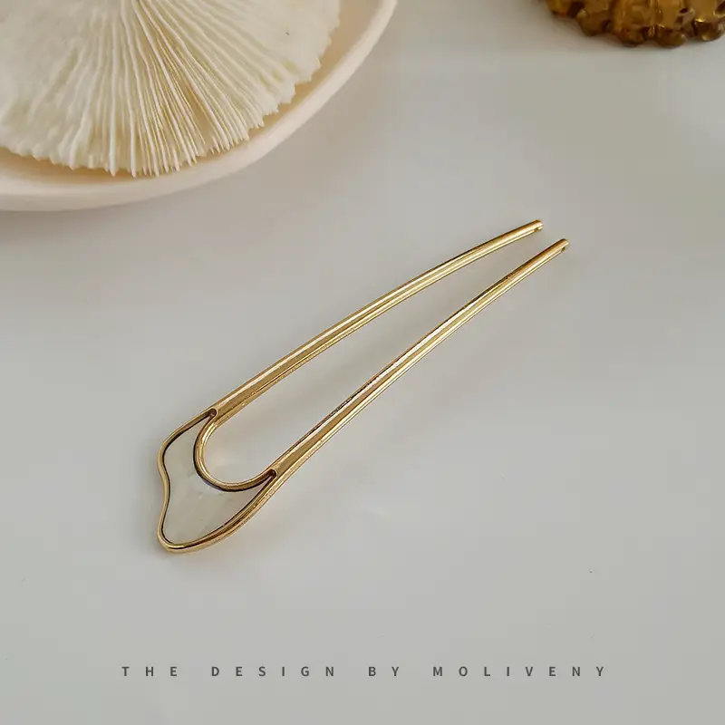 Gold U-Shaped Hairpin Plate for Women