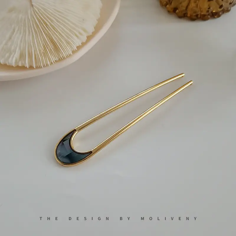 Gold U-Shaped Hairpin Plate for Women