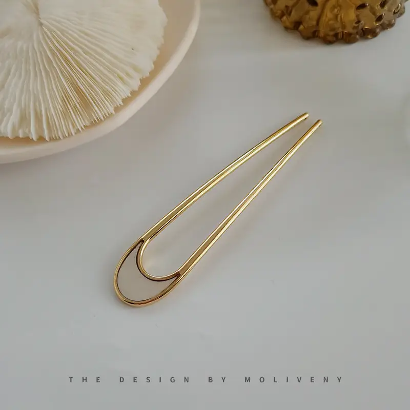 Gold U-Shaped Hairpin Plate for Women