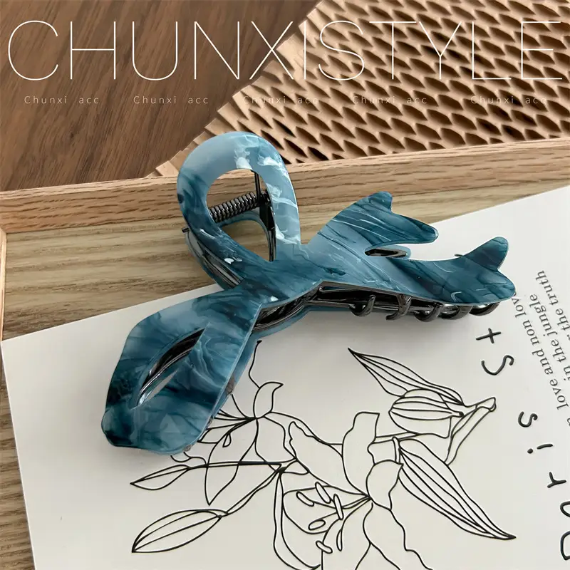 Women's Acetic Acid Hairpin Clip with Blue Shark Design - Image 13