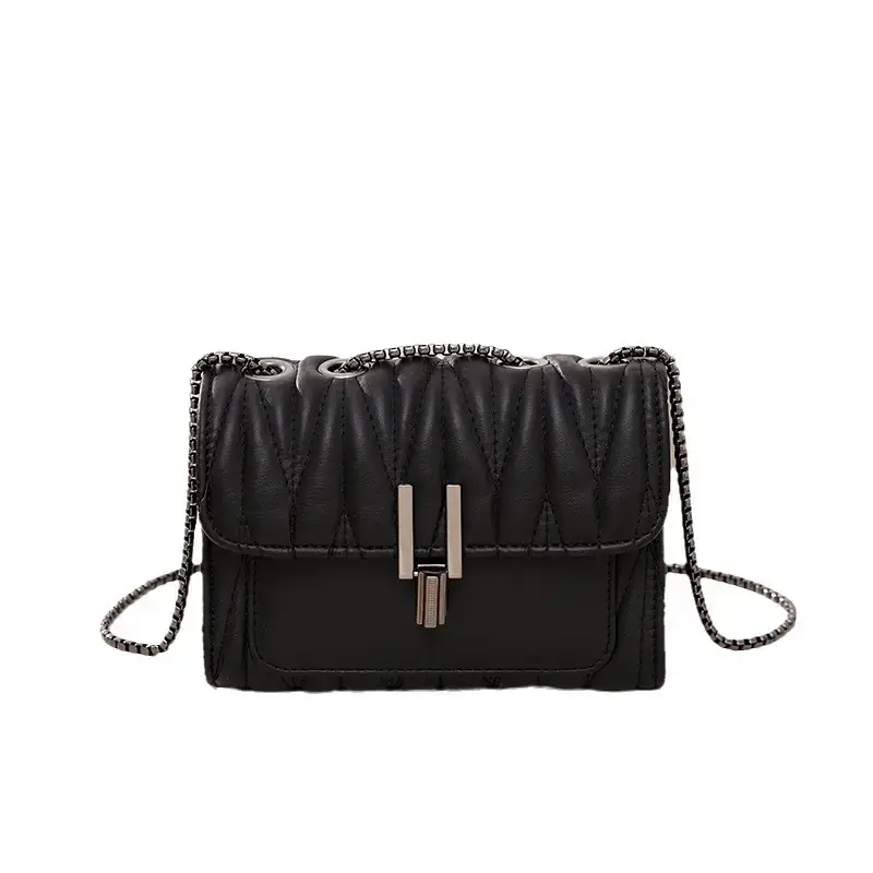 Black Chain Lock Crossbody Bag for Women - Image 9