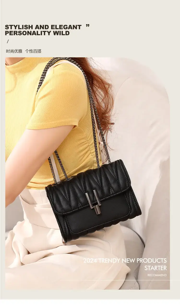 Black Chain Lock Crossbody Bag for Women — feature 2