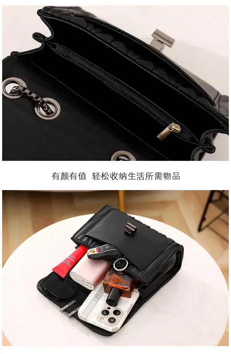 Black Chain Lock Crossbody Bag for Women — feature 7