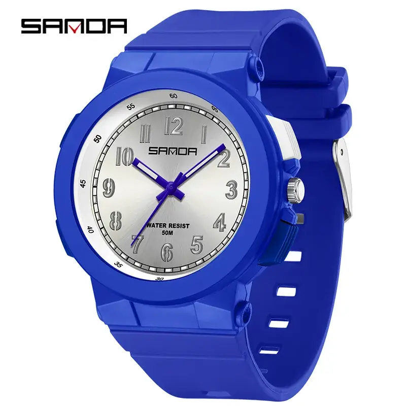 Sanda Men's Black Student Exam Watch Waterproof Electronic Quartz - Image 5