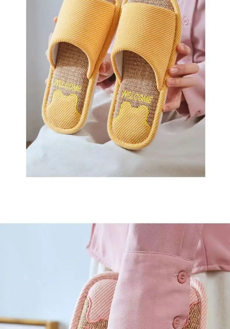 Summer Indoor Household Non-slip Soft Bottom Home Four Seasons Cotton and Linen Cloth Slippers for Men Spring and Autumn Linen Slippers for Women — feature 15