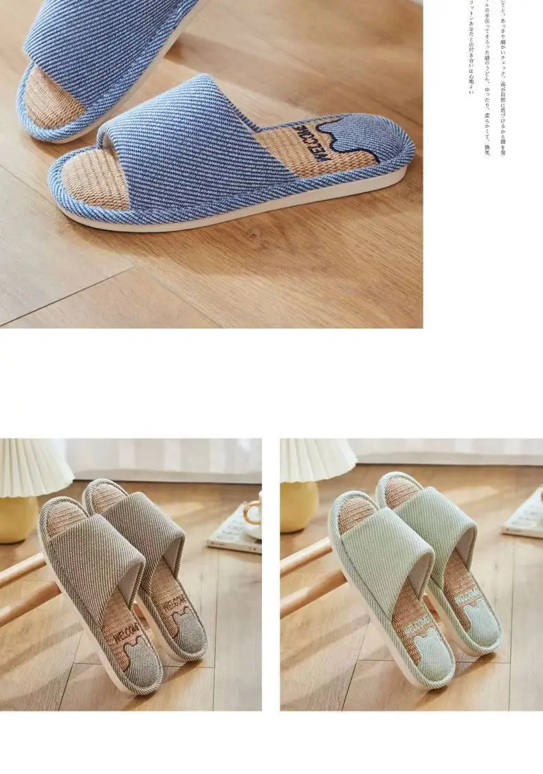 Summer Indoor Household Non-slip Soft Bottom Home Four Seasons Cotton and Linen Cloth Slippers for Men Spring and Autumn Linen Slippers for Women — feature 17