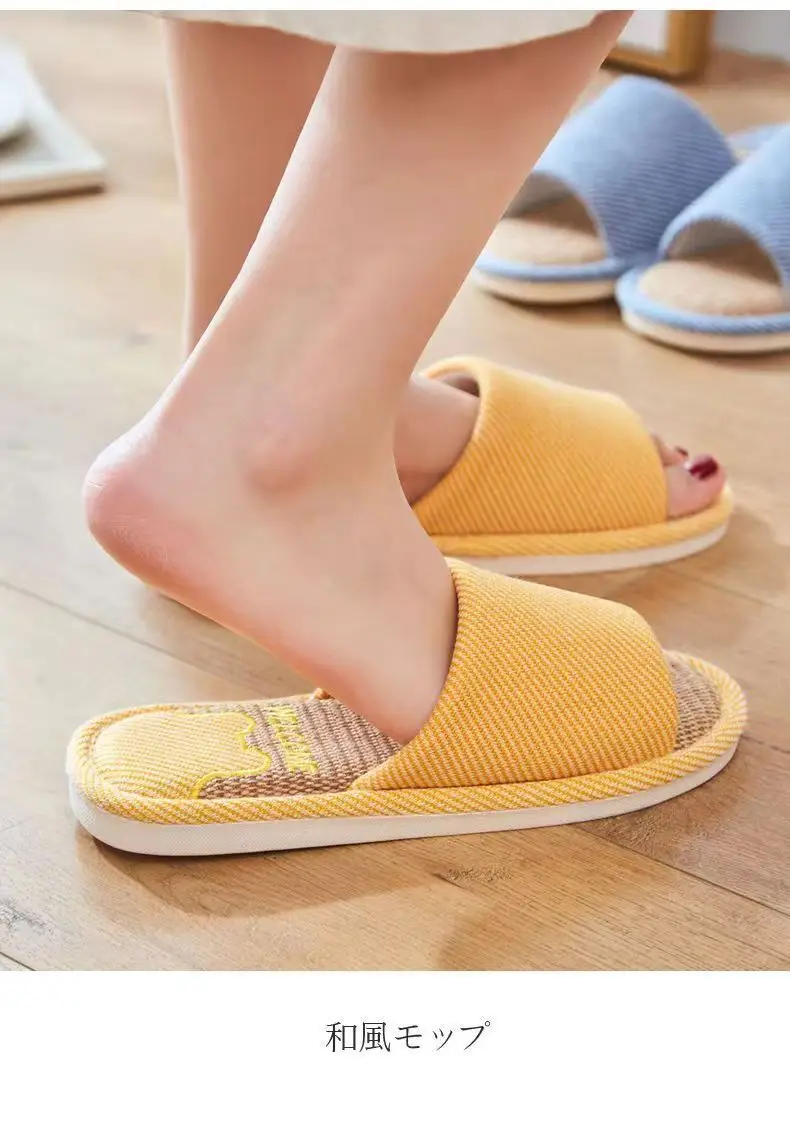 Summer Indoor Household Non-slip Soft Bottom Home Four Seasons Cotton and Linen Cloth Slippers for Men Spring and Autumn Linen Slippers for Women — feature 18