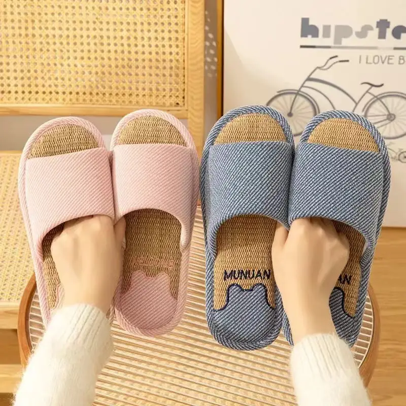 Summer Indoor Household Non-slip Soft Bottom Home Four Seasons Cotton and Linen Cloth Slippers for Men Spring and Autumn Linen Slippers for Women — feature 19