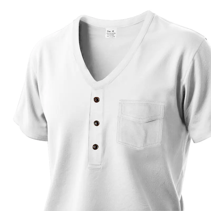 Men's White V-Neck Short Sleeve T-Shirt — feature 17