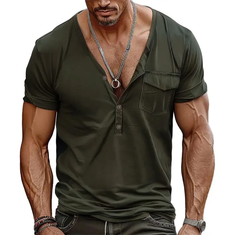 Men's White V-Neck Short Sleeve T-Shirt — feature 28