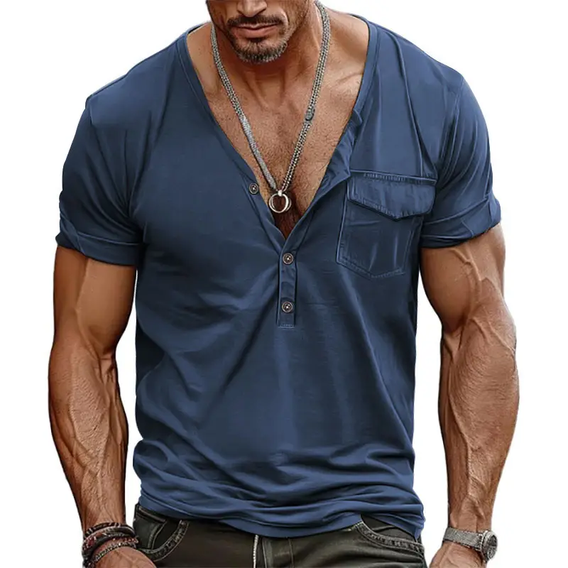 Men's White V-Neck Short Sleeve T-Shirt — feature 5