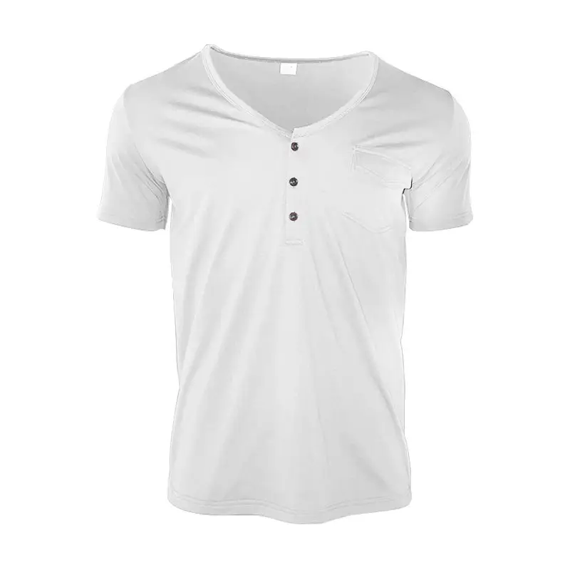 Men's White V-Neck Short Sleeve T-Shirt - Image 2