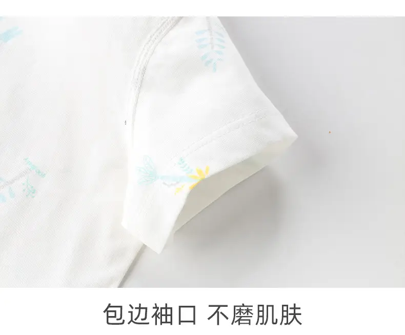 Children Cotton Two-Piece Shorts Suit White Blue Print Summer — feature 8