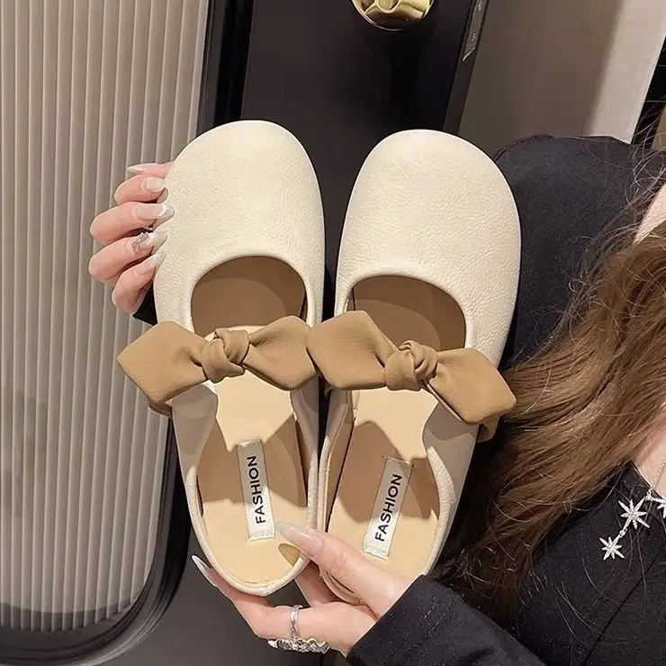 Slippers Fashionable Summer Women's Outer Wear 2025 New Style Bow Slip-On Flats-Soled Lazy Baotou Half Slippers for Women to Wear Outside — feature 12